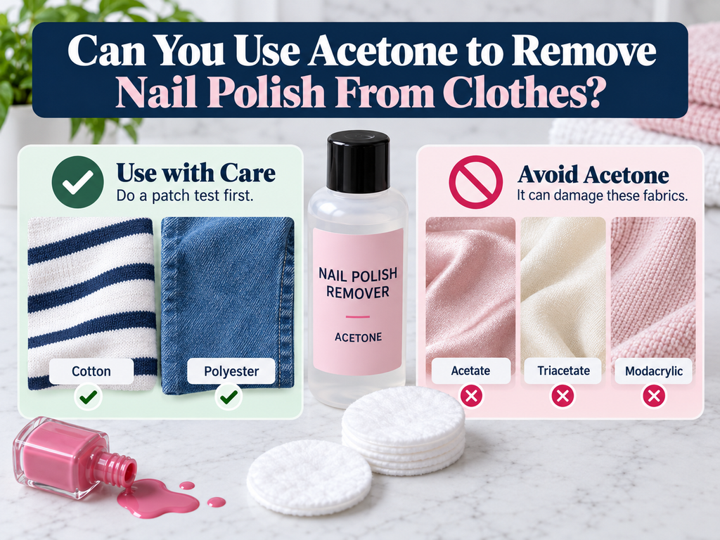 Using acetone to remove nail polish from clothes safely