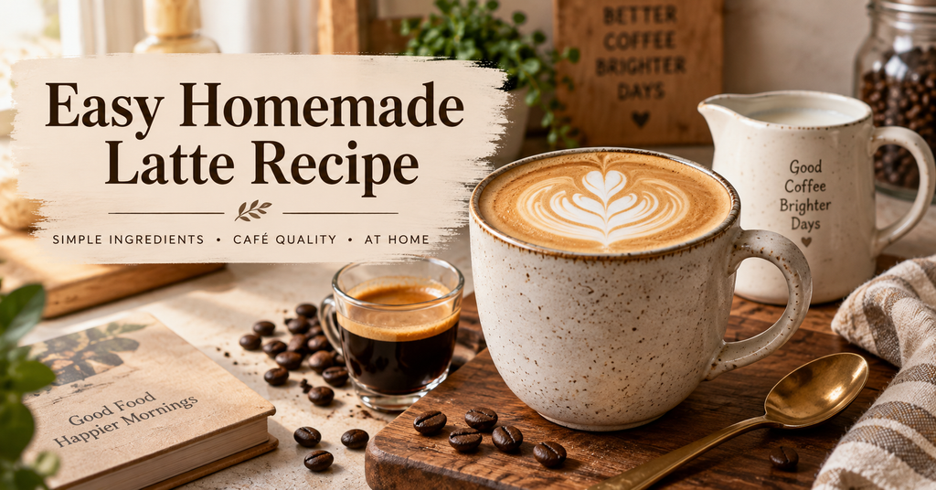 Easy homemade latte recipe with espresso and creamy steamed milk