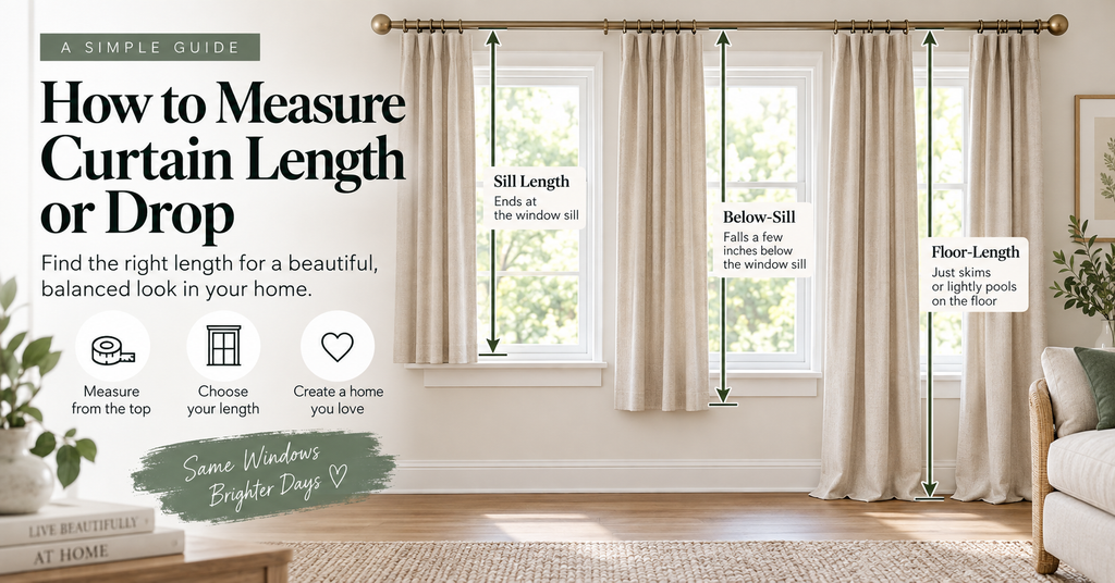 How to measure curtain length or drop for sill, below-sill and floor-length curtains