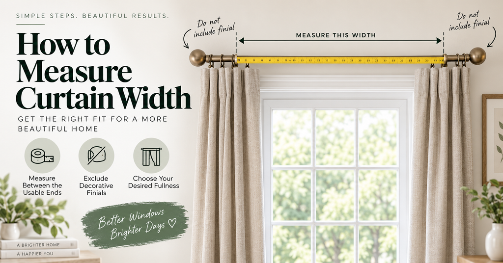 How to measure curtain width between pole finials using a tape measure