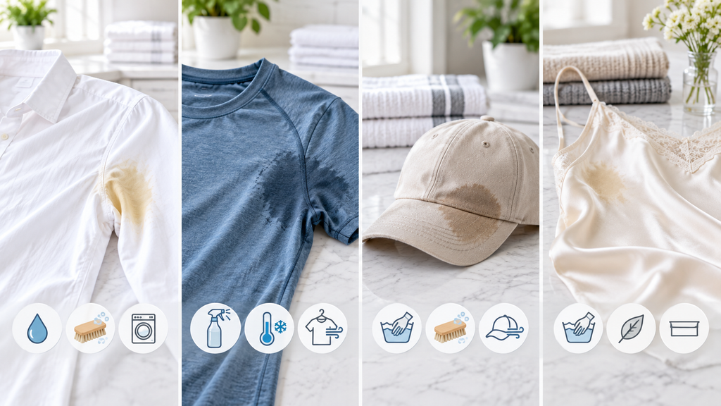 How to remove sweat stains by pretreating, washing, inspecting and air drying