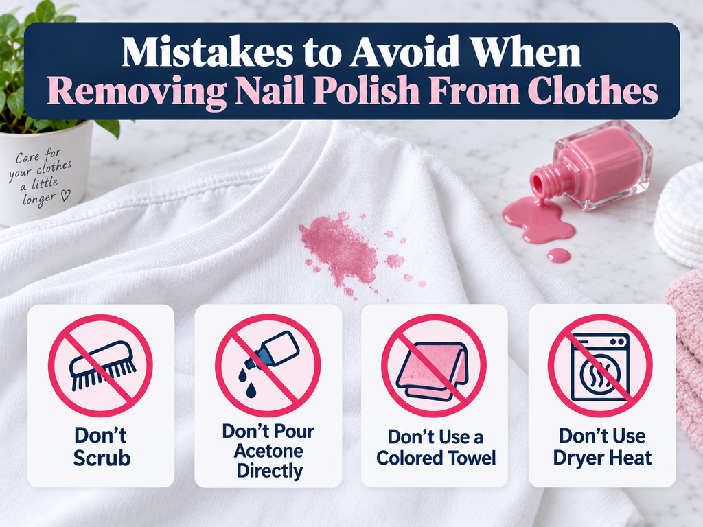 Mistakes to avoid when removing nail polish from clothes