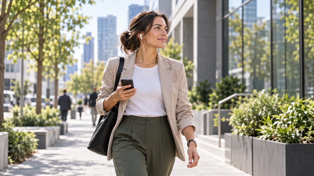 Professional taking a short walk during a busy workday
